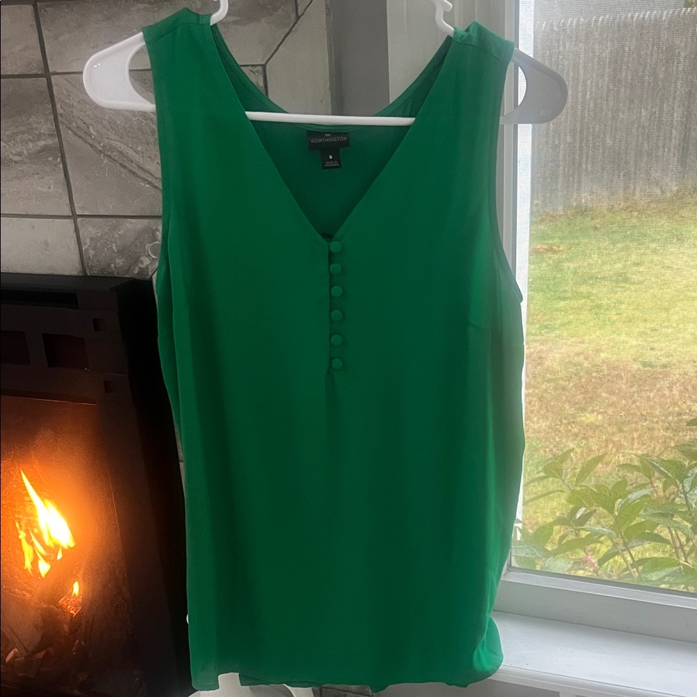 Worthington Emerald Green Button-Front Tank Top